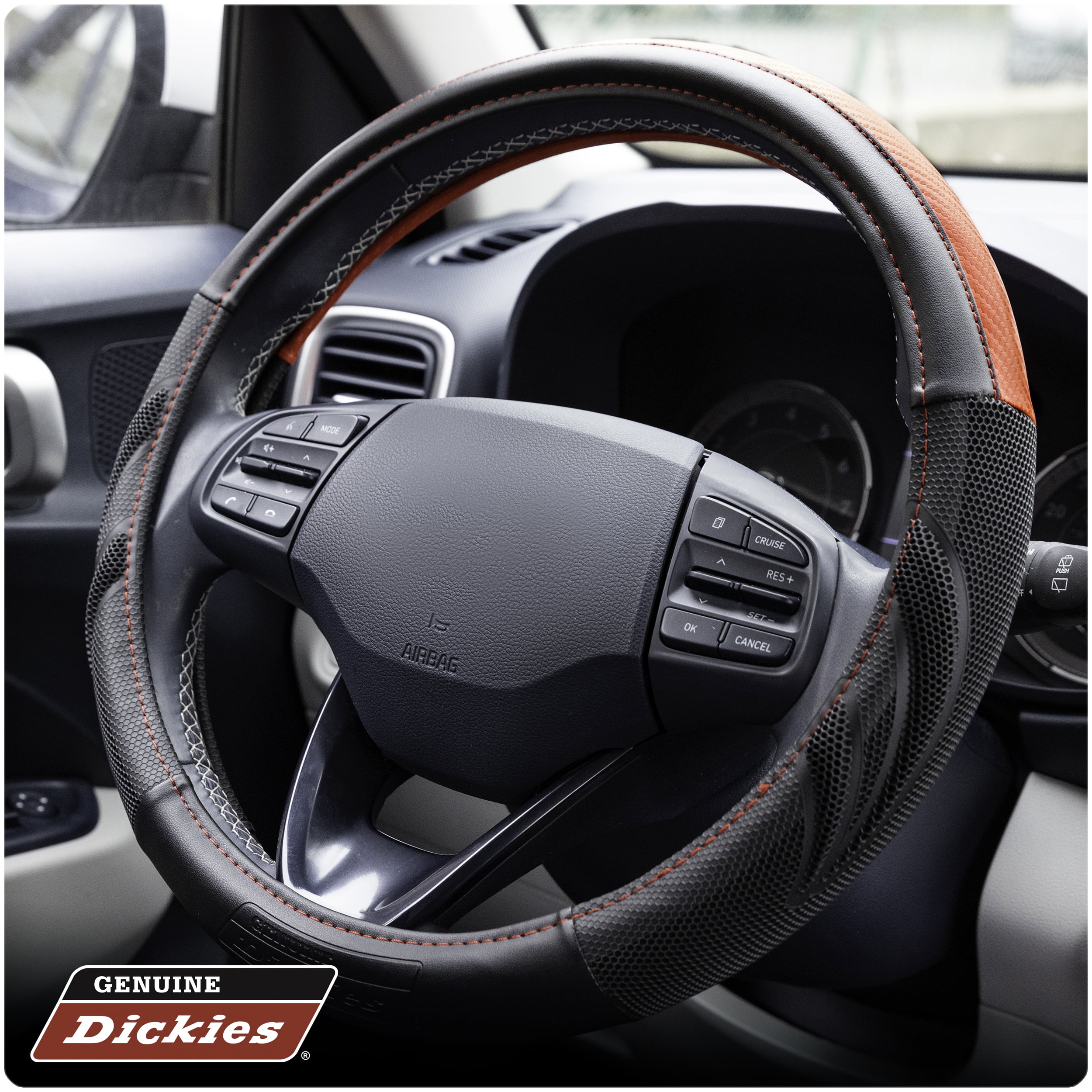 Genuine Dickies Black-Red Carbon Fiber Dura Grip Steering Wheel Cover 34099PWDI