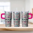thumbnail image 2 of Bohemian Design Double Wall Cup 20oz with Lid & Straw - Stainless Steel Vacuum Insulated Travel Tumbler, Leakproof Thermal Coffee Mug, 2 of 5