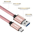 thumbnail image 4 of CBUS 3ft Heavy-Duty Braided Fast Charging Cable USB-C to USB-A for Samsung, Motorola, TCL, BLU, Nokia (Pink Rose Gold), 4 of 5