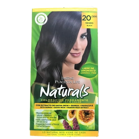 Placenta Life Naturals Permanent Hair Color with Quinoa + Sacha Inchi + Passion Fruit Extract - Ammonia Free - 100% Gray Coverage - Fresh and Fruit Fragances (20/200