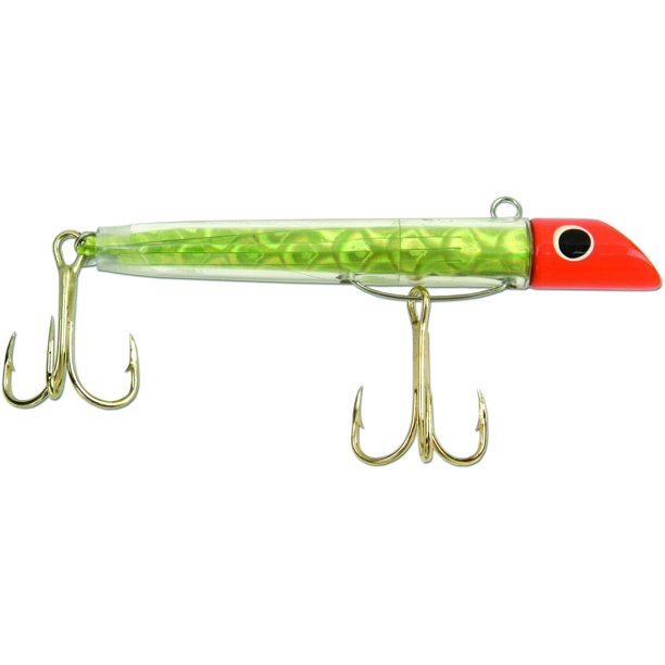 GOTCHA Mylar Minnow Series Plug Fishing Lure, Chartreuse Prism, Red