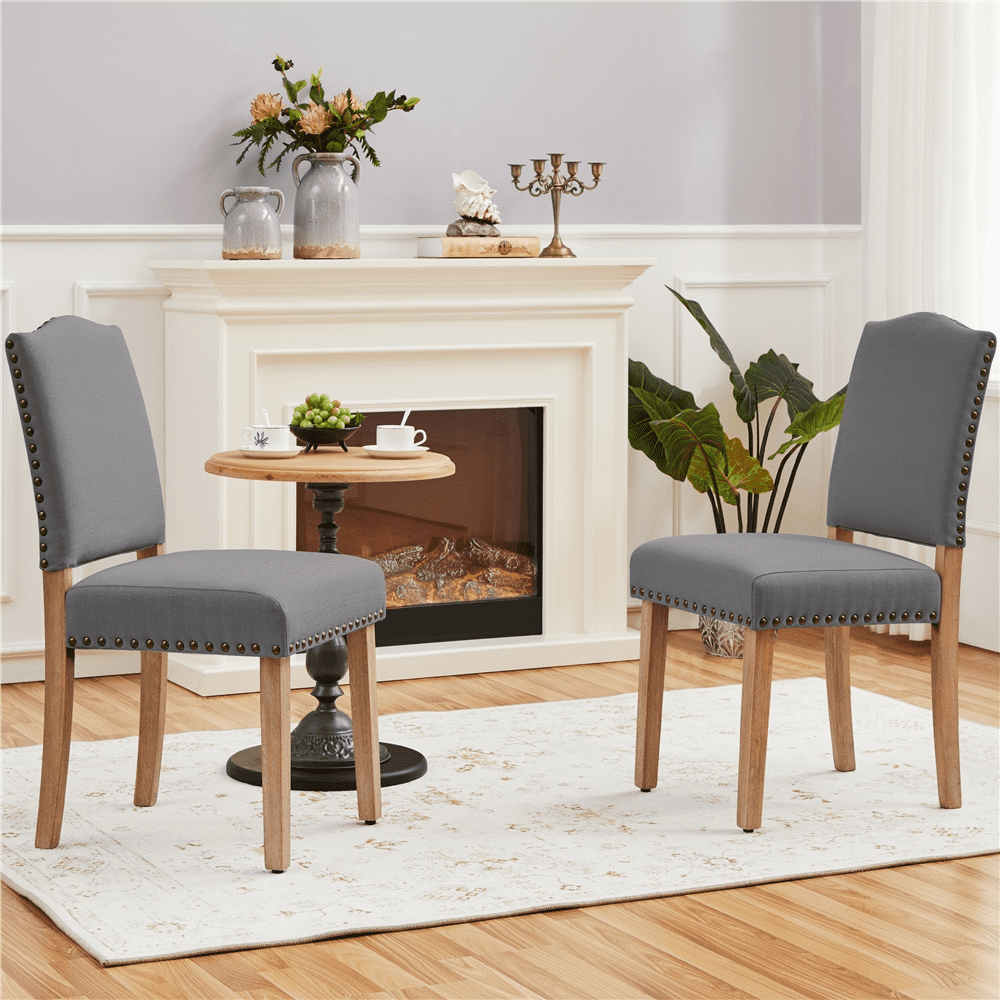 Renwick 2PCS Upholstered Dining Chairs, Dark Gray