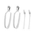 thumbnail image 1 of 4 Pcs Stainless Steel Set Eating Snail Fork Snail Utensils Cocktail Forks Escargot Serving Tongs Snail Tong Fork Set, 1 of 3