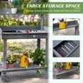 thumbnail image 3 of Grey Wooden Potting Bench with Wheels, Sink & Storage - 36" Garden Work Table for Patio, Backyard & Outdoor Use, 3 of 7