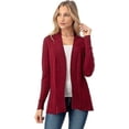 thumbnail image 3 of Cielo 1985 Women's Open Long Cardigan Sweater with Pockets - By The Simply Fashion Burgundy M, 3 of 7