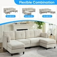 thumbnail image 2 of MUZZ U Shaped Sectional Sofa, 6-Seats Sofa with Chaises, Corduroy Sofa for Living Room -  Beige, 2 of 5