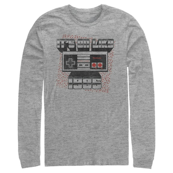 Men's Nintendo NES Controller on Like 1985  Long Sleeve Shirt Athletic Heather Large