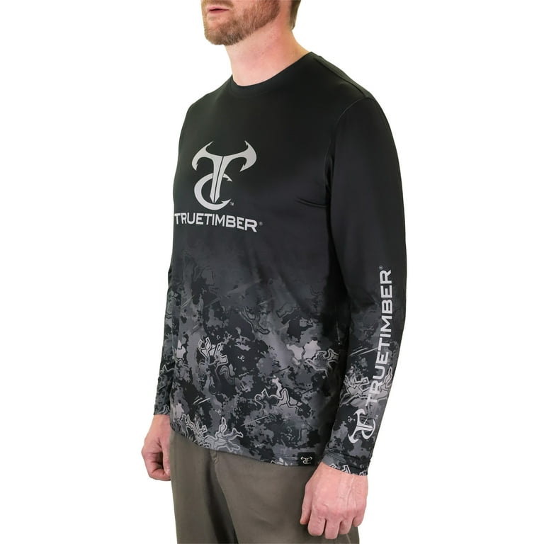 Custom Sublimated Black Crew Long Sleeve Performance Fishing Jerseys | YoungSpeeds Crew Neck