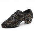 thumbnail image 1 of Zapatos de baile latino para hombre y mujer, zapatos de baile de tacón bajo, tacón plano, suela suave, otoño e invierno, para hombre, 1 of 6