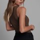 thumbnail image 4 of Body sin mangas, cuello redondo asimétrico, body de punto ajustado y ajustado, Top para citas, 4 of 6