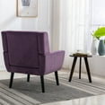 thumbnail image 3 of INCLAKE Modern Soft Velvet Material Ergonomics Accent Chair, Mid-Century Chair With Black Legs, Tufted Upholstered Club Chair, Comfy Armchair for Living Room Bedroom Small Space, Lavender Purple, 3 of 7