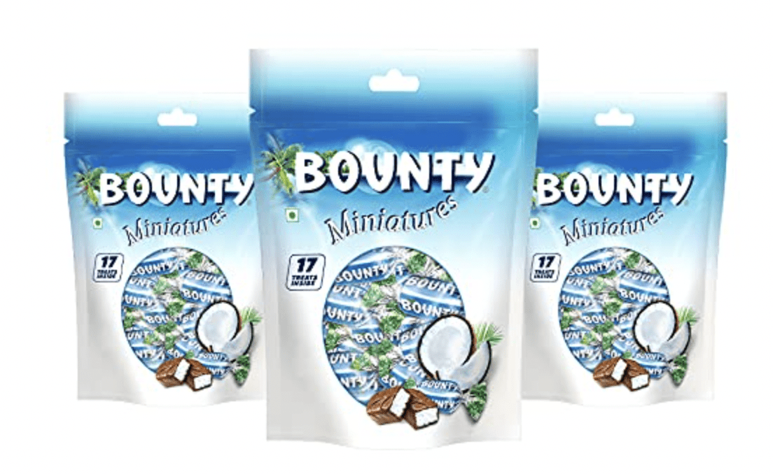 Bounty Coconut Miniatures Chocolate Pack 130gm (Pack of 3) - Walmart.com