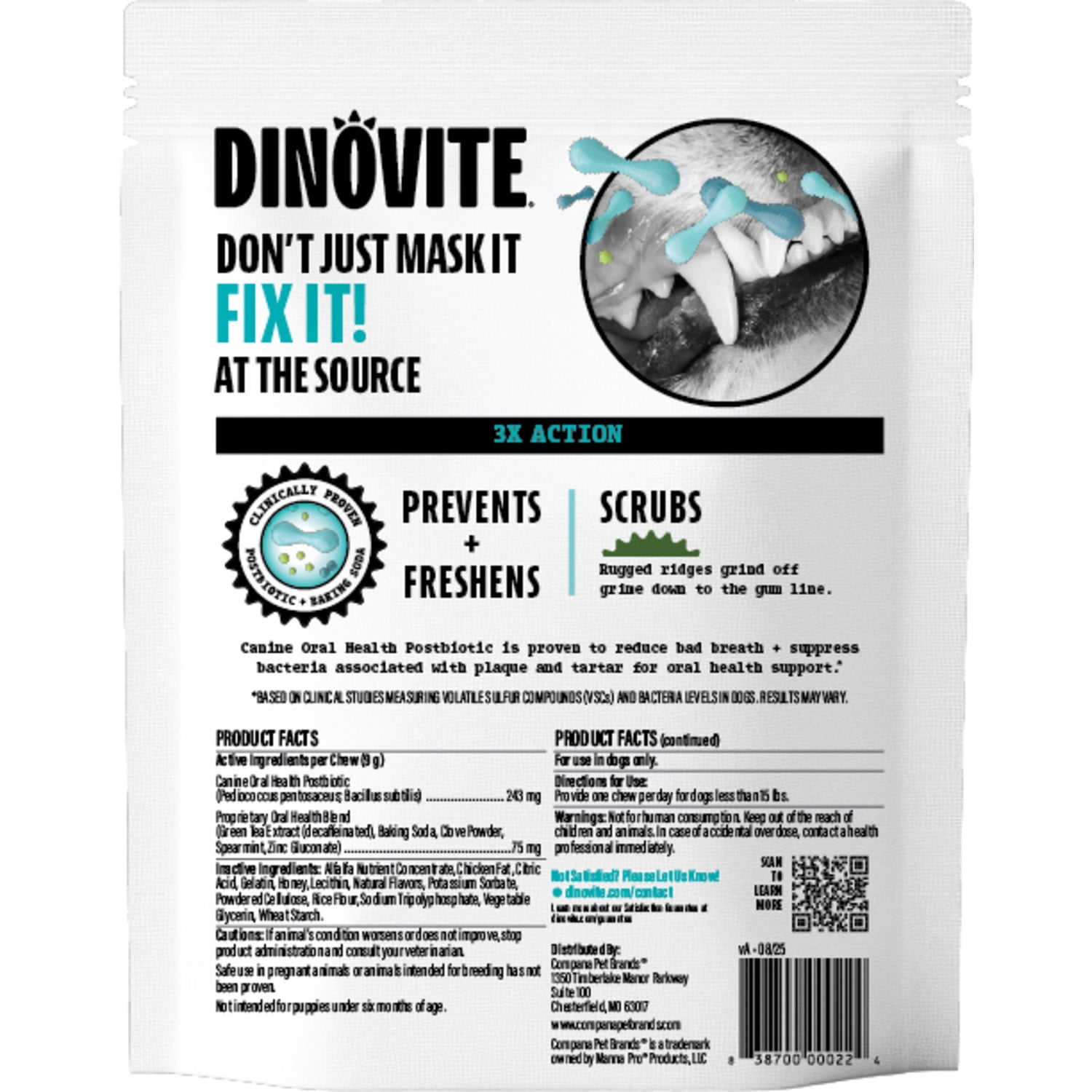 Dinovite Dental Chews for Dogs Tiny 20 Count