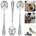 thumbnail image 3 of 4 cucharas creativas de acero inoxidable con forma de concha para mezclar té, postre, helado y café., 3 of 7