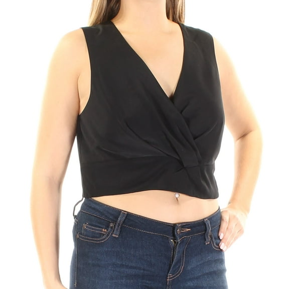 RACHEL ROY $79 Womens New 1624 Black Sleeveless V Neck Crop Top Casual Top 4 B B