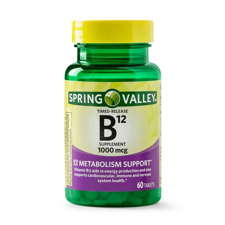 (2 Pack) Spring Valley Vitamin B12 Timed Release Tablets, 1000 mcg, 60 (Best Way To Absorb Vitamin B12)