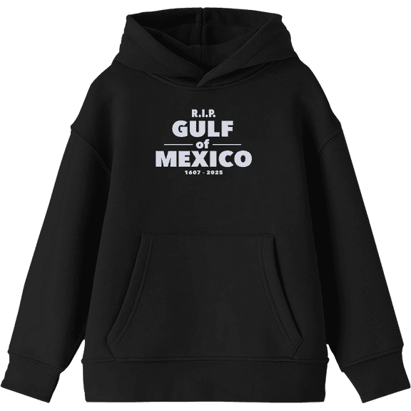 RIP Gulf of Mexico 1607-2025 Youth Black Long Sleee Hoodie-Medium