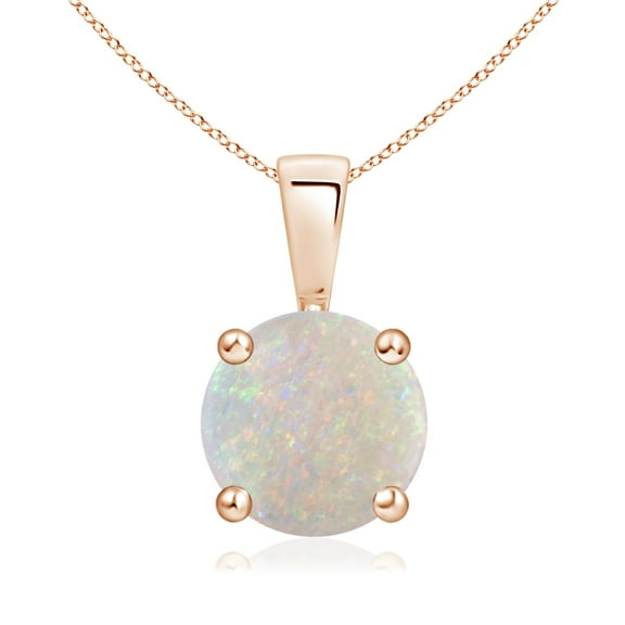 Angara Natural 8mm Opal Classic Pendant Necklace in 14K Rose Gold for Women