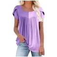 thumbnail image 2 of Fiudx Ropa de Mujer Camiseta Holgada de Manga Corta Plisada Estampada para Mujer, 2 of 5