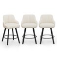thumbnail image 7 of Zimtown Modern Swivel Barstools Set of 2, Padded PU Leather Bar Chairs 26" for Dining Room, Kitchen Island, Bar, Cream White, 7 of 7