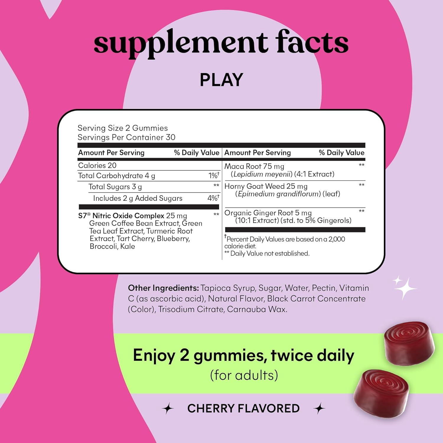 Lemme Play Gummies - Daily Intimacy Support for Libido, Arousal & Nitric Oxide - S7®, KSM-66® Ashwagandha & Horny Goat Weed - Cherry Flavored - 60ct