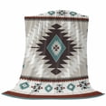 thumbnail image 6 of Turquoise Gray Boho Blanket Soft Cozy Warm Throw Blanket for Couch, Plush Fuzzy Flannel Fleece Blankets for Sofa, Southwestern Ethnic Geometric Bed Blankets Lightweight Gifts for Women, 50"x60", 6 of 9