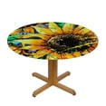 thumbnail image 3 of WYYP Sunflowers Round Tablecloth 100% Polyester Fiber for Picnic Dining Kitchen Farmhouse White, 3 of 8