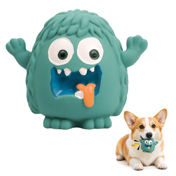 Deeow Dog Squeaky Chew Toy - Open Mouth Monster Shaped, Textured Latex Interactive Puppy Play Toy, Teething Toy for Small & Medium Dogs