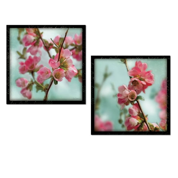 Gorgeous Blooming PInk Quince Blossoms by Sue Schlabach; Floral Decor; Two 12x12in UNFRAMED Paper Posters (Black border part of print)