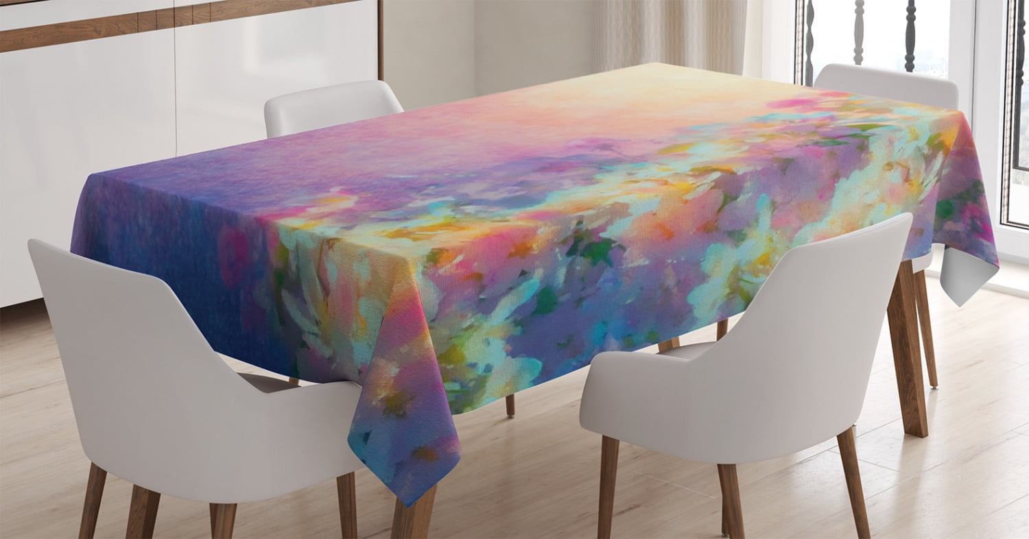 Purple Tablecloth, Watercolor Style Effect Spring Cherry Blossom ...