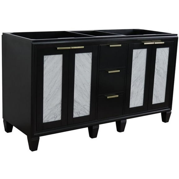 Trento 60" Modern Double Solid Wood Vanity in Blue (Cabinet Only)