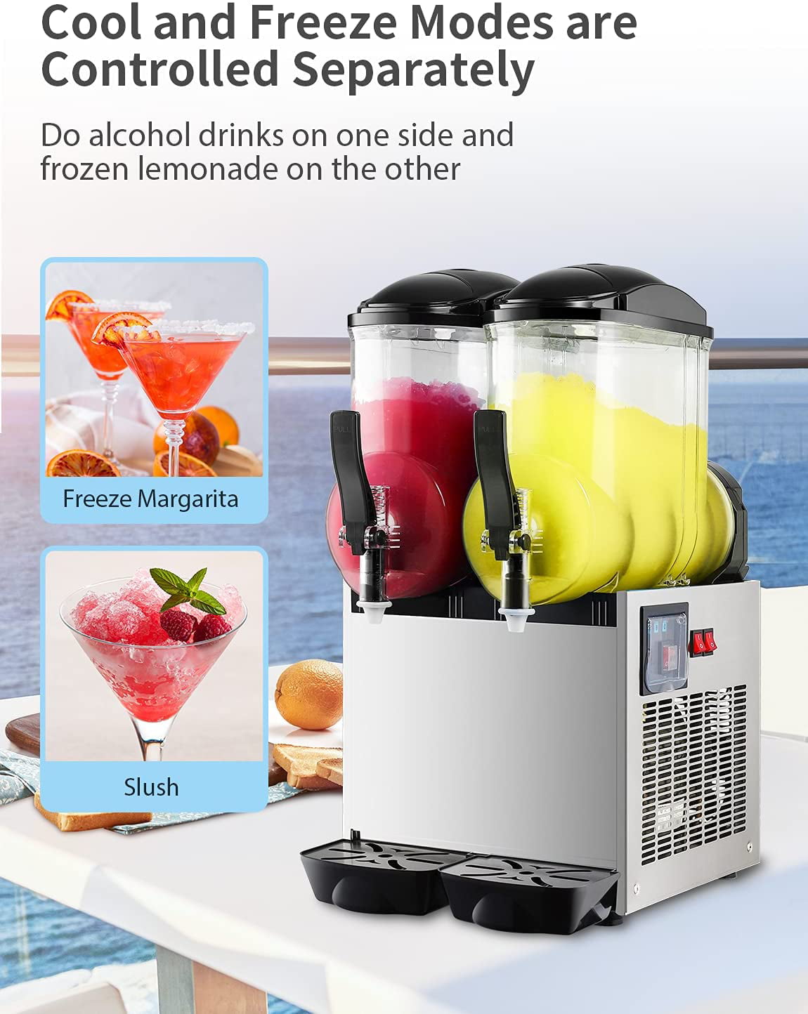 Commercial Slushy Machine 2x4 Gal Slushie Machine Frozen Drink Maker