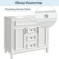 thumbnail image 4 of 36"Modern Bathroom Storage Cabinet with 2 Soft Closing Doors and 2 Drawers, Mirror Cabinet with Vintage Handle, Single Sink Bathroom Vanity with Adjustable Soft-Close Hinges,White, 4 of 9