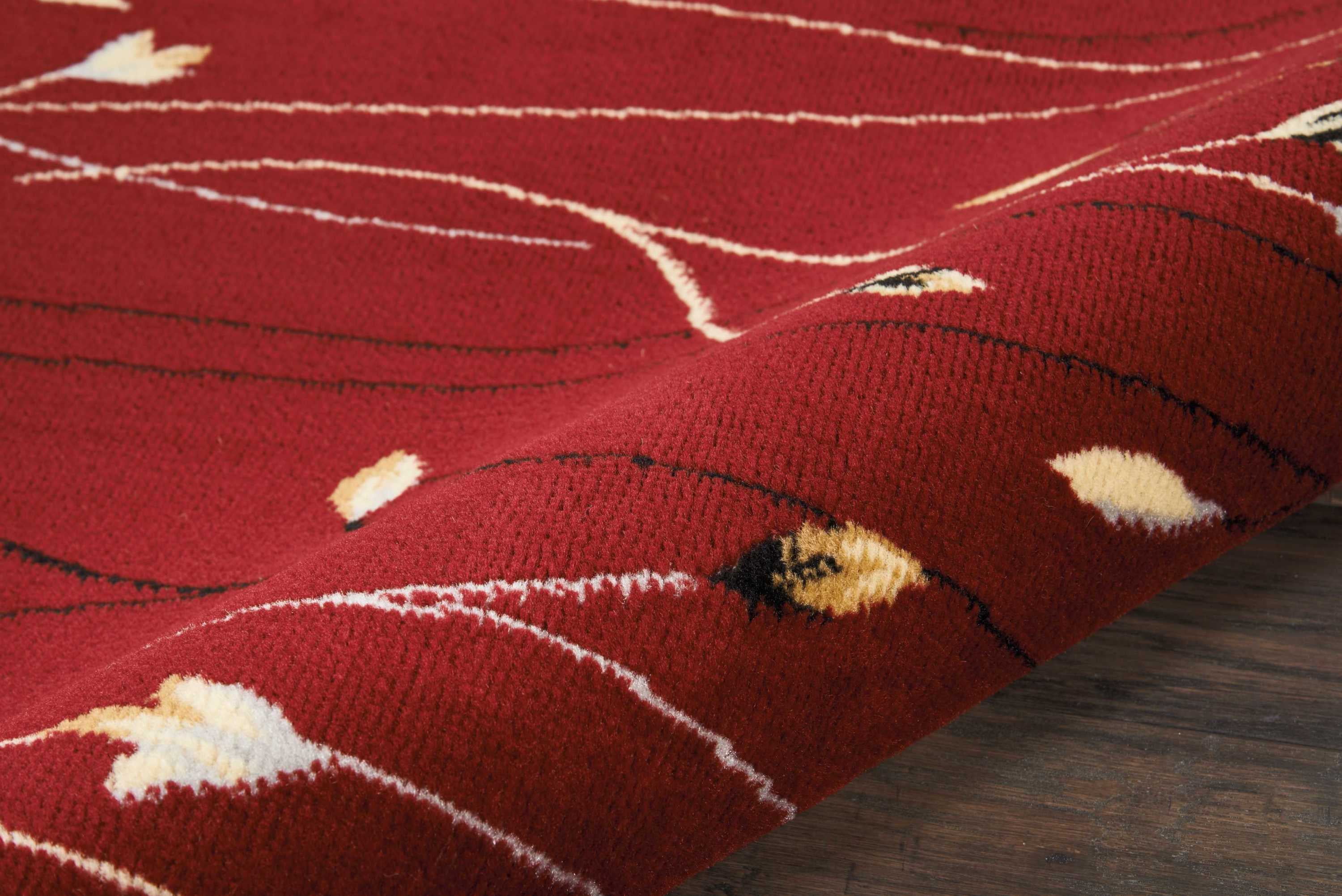 Red Botanical Area Rug by Pinewood Grove