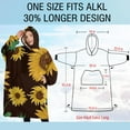 thumbnail image 4 of Oversized Wearable Blanket Hoodie,Brown Green Bud Sunflower Pattern Sherpa Blanket Hoodie with Super Pockets,Super Warm Fuzzy Pullover for Women & Men, 4 of 6