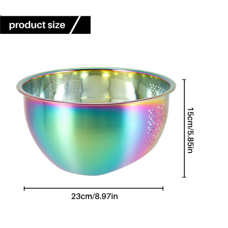 

Strainer Basket Rice Stainless Steel Washing Filter Strainer Colorful Basket Sieve Drainer Kitchen Gadget -Rainbow