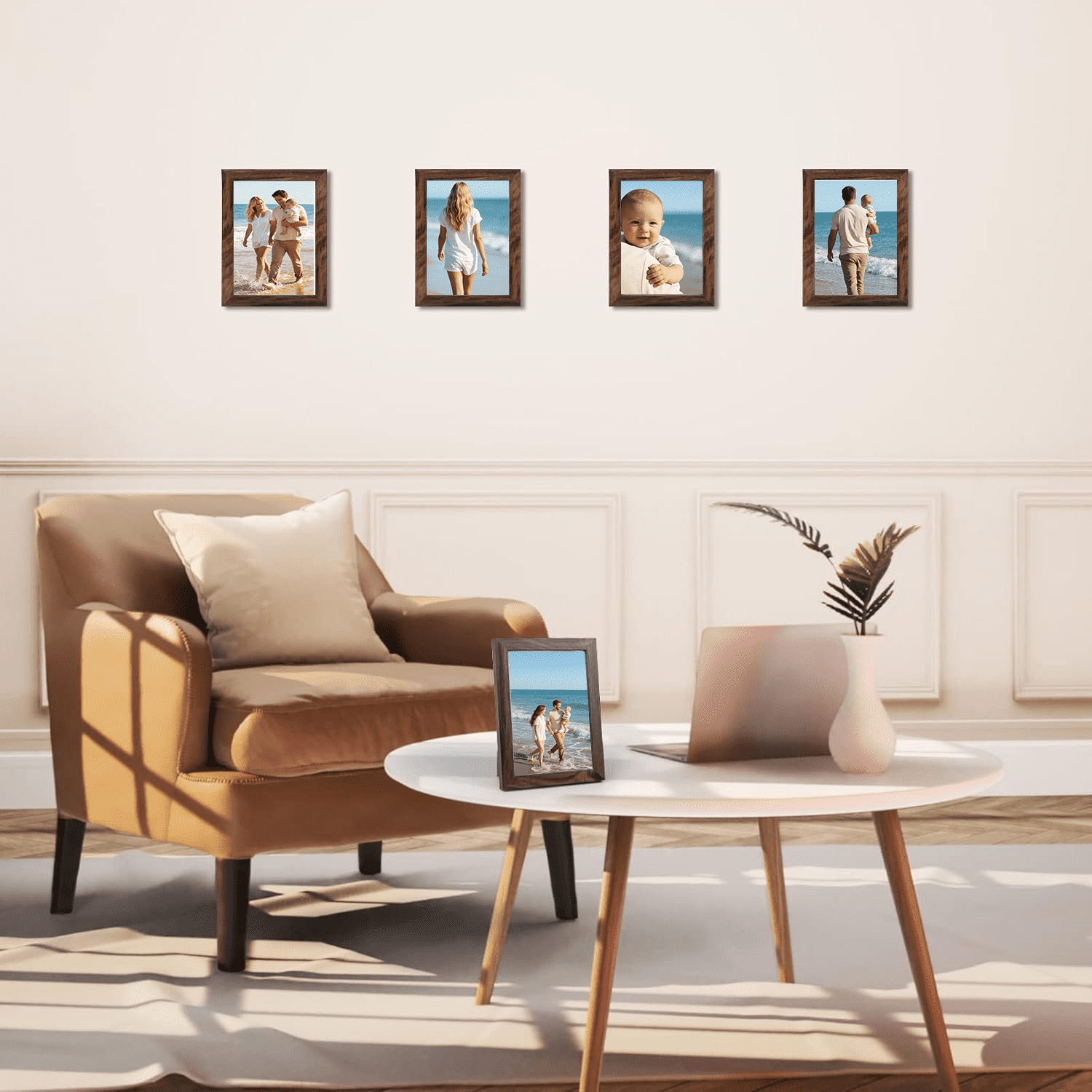 5x7 Picture Frame Set of 12, 5 by 7 Photo Frames Bulk for Wall or Tabletop Display, Brown