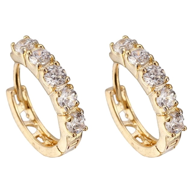 MasteelfCA 1 Pair Diamond-encrusted Ear Ring Electroplating Zircon Ear Ring