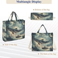 thumbnail image 6 of FORMRS Womens Corduroy Tote Bag Crossbody Shoulder Handbag with Pocket, Beige Floating Whale, 6 of 7