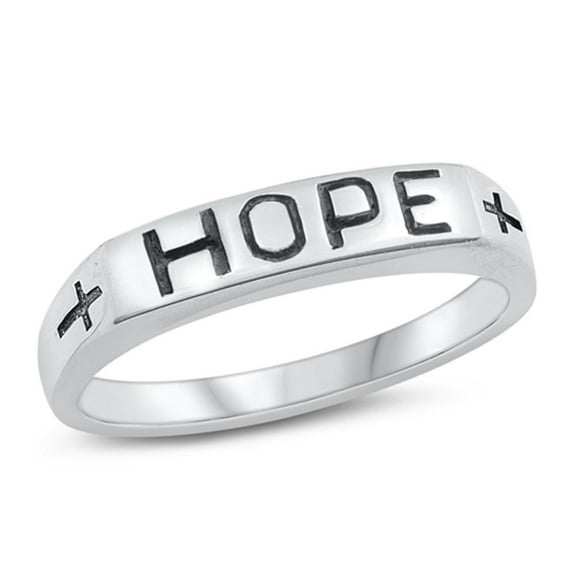 CHOOSE YOUR STYLE Hope Stackable Etched Cross Christ Ring .925 Sterling Silver Band Jewelry Female Size 8
