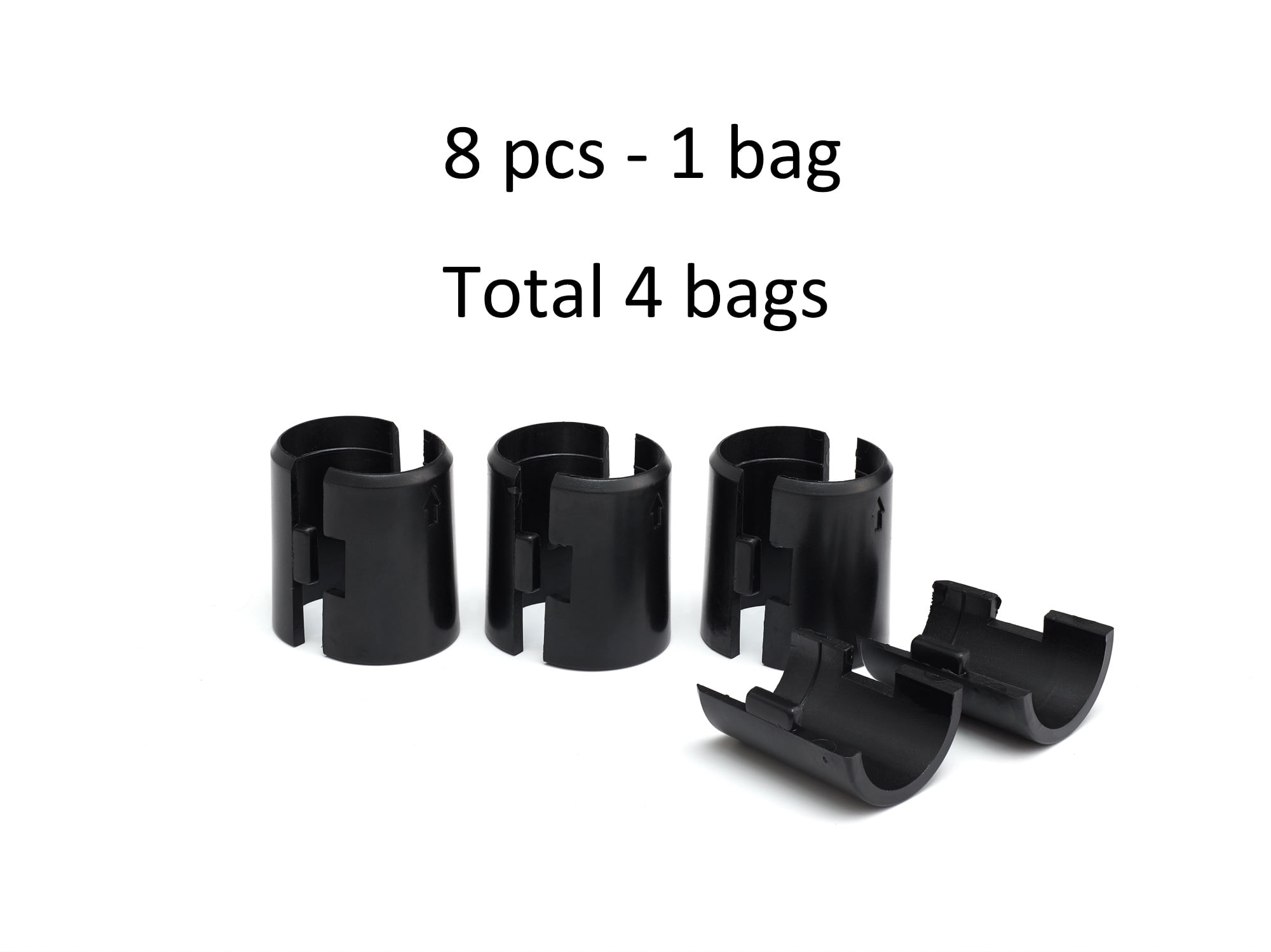 HSS Wire Shelf Lock Clips, Fits 7/8' Pole Diameter, Black, 8pcs/bag, total 4 bags for 4 Wire Shelves Installation