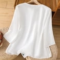 thumbnail image 4 of Womens Casual Summer T Shirts Crew Neck Basic Fashion Y2K Spring 2026 Linen Tops Half Sleeve Embroidered Print Tees, 4 of 7