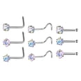 thumbnail image 1 of 9 piezas de Acero inoxidable Zircon Helix Tragus nariz pendientes s Bar Piercings Multicolor Zulema Anillo perforador de botón nasal, 1 of 8