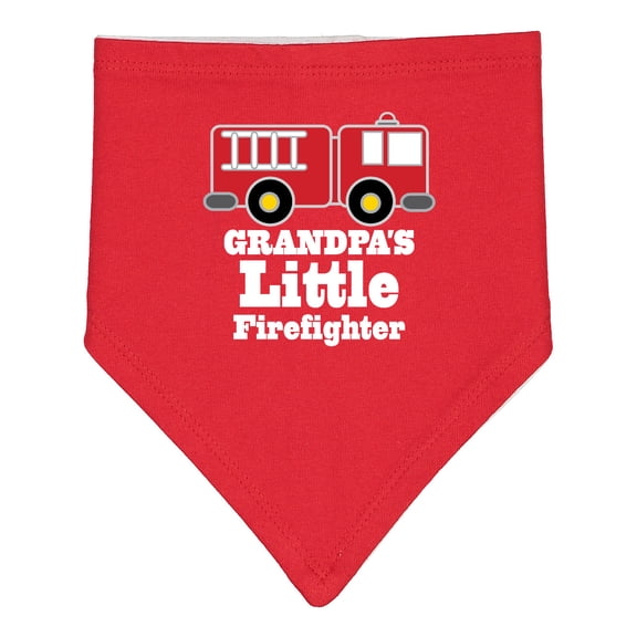 Inktastic Grandpa Little Firefighter Boys Fire Truck Baby Bandana Bib