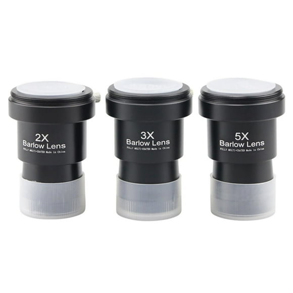 CNKOO 3Pcs Barlow Lens Set 2X 3X 5X Black Optical Glass Green Coated 1.25 Inch for Telescope Viewing Astronomical Telescope
