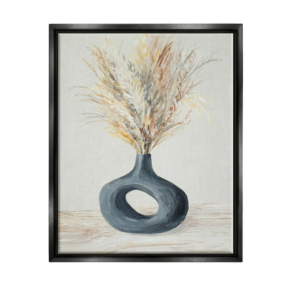 Stupell Industries Country Grain Modern Vase Painting Jet Black Floating Framed Canvas Print Wall Art, Design by Lanie Loreth