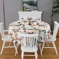 thumbnail image 2 of Beige Butterfly Flower Pattern Round Tablecloth 60"x60",Wrinkle Wipeable Table Cloth for Kitchen Dining Room Picnic Patio Party, 2 of 6