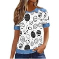thumbnail image 5 of AGWOLF Easter Eggs Hunt Shirts for Women Lapel Waffle Knit Tunic Tops Short Sleeve Graphic Tees Religious Blouses Black L, 5 of 6