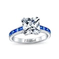 thumbnail image 5 of Bling Jewelry Womens Classic Art Deco 3CT CZ Princess Cut Engagement Ring with Sapphire Blue Band, 5 of 5