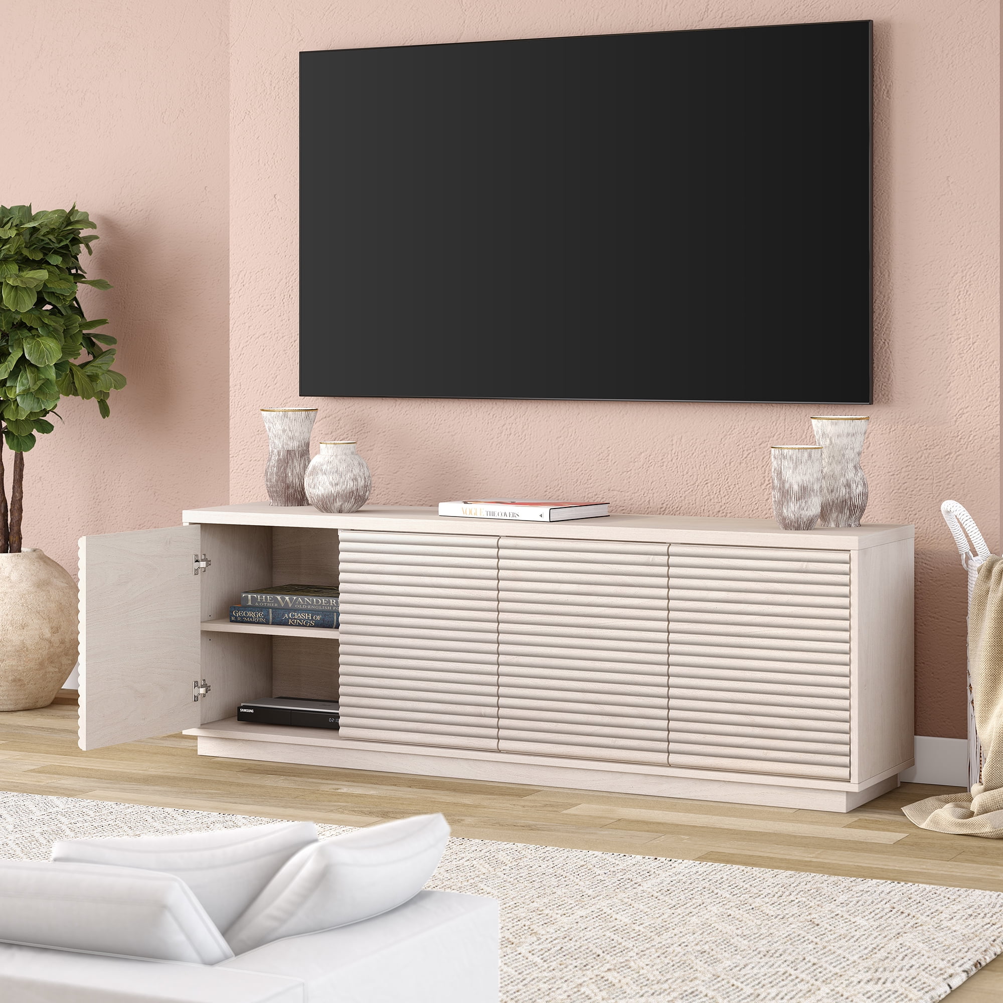 Tullis Rectangular TV Stand for TV's up to 78" in Alder White